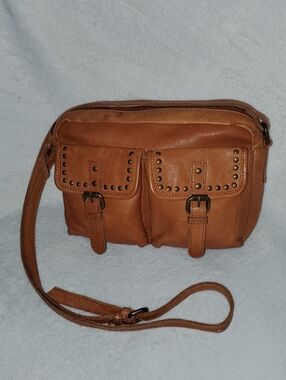Ashwood Leather Studded Pockets Crossbody Bag